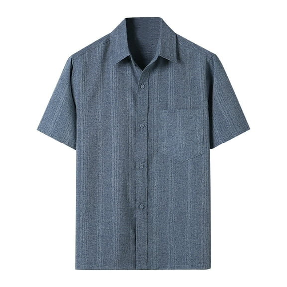 Toimothcn Casual Shirts For Men Short Sleeve Simple Solid Color Buttons Up Shirts Soft Oversized Loose Fit Shirt Tops Comfy Men'S Dailywear