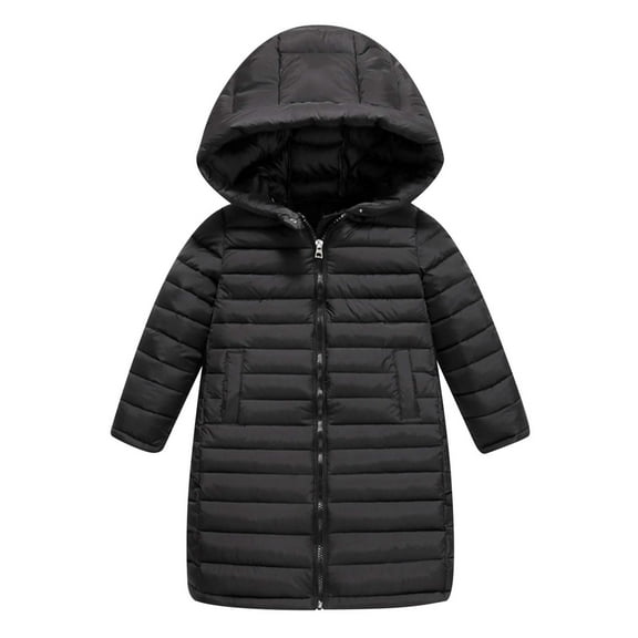 Toimothcn Girl'S Puffer Jacket Simple Solid Color Long Sleeve Hooded Down Jacket Hooded Thickened Warm Loose Fit Zipper Up Winter Coat Comfy Girls Clothing