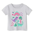 thumbnail image 1 of Toimothcn Girls T Shirts Casual Cartoon Dinosaur Printed Round Neck Short Sleeve Soft Comfortable T Shirt Comfy Girls Dailywear 12-13 Years, 1 of 3