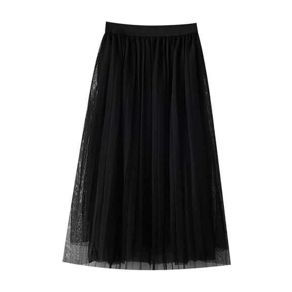 Toimothcn Girls Tulle Skirts Casual Solid Color Mesh Lace Tulle Pleated Skirts Low Waist A Line Stretchy Slim Fit Princess Maxi Skirt 5-7 Years