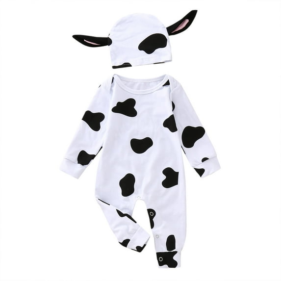 Toimothcn Infants Boys Romper Jumpsuit Long Sleeve Cute Cartoon Cow Shaped Hooded Romper Soft Loose Fit Jumpsuit Leisure Kids Clothes