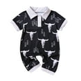 thumbnail image 1 of Toimothcn Infants Boys Romper Jumpsuit Short Sleeve Cute Cartoon Cow Printed Lapel Romper Soft Loose Fit Jumpsuit Leisure Kids Clothes, 1 of 6