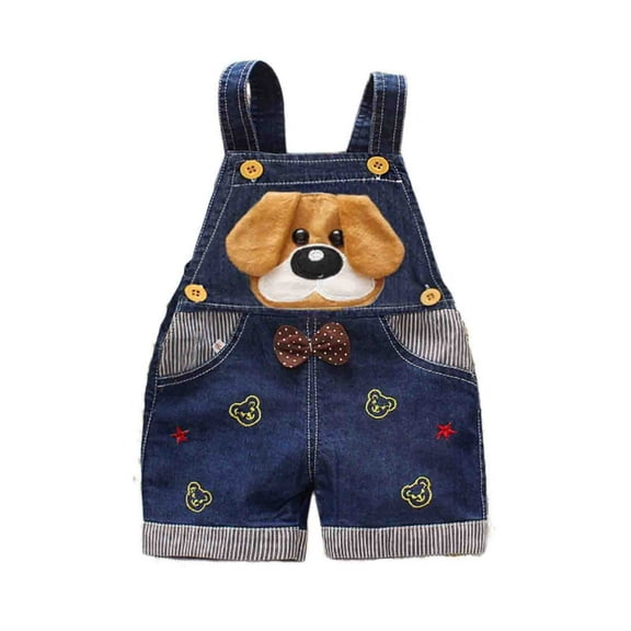 Toimothcn Infants Boys Romper Jumpsuit Sleeveless Cute Cartoon Animal Embroidery Denim Romper Durable Loose Fit Overalls Leisure Kids Clothes