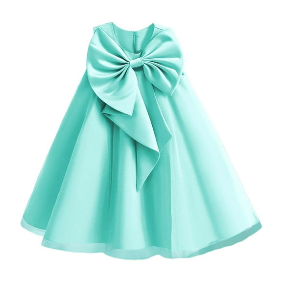 Toimothcn Kids Girl's Dresses Sleeveless Casual Solid Color Bowknot Wedding Dress Soft Lovely Princess Ballgown Girl's Sundress 3-4 Years