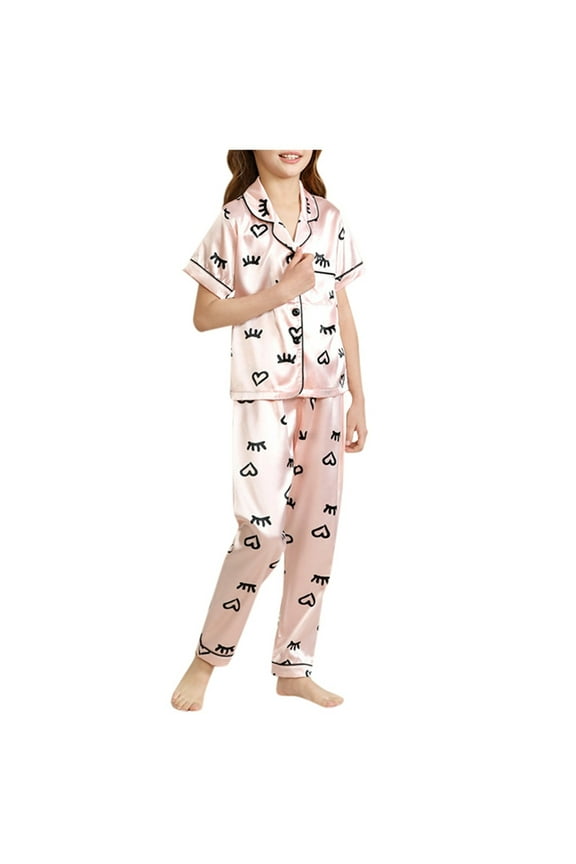 Lovely Printed Baby Homewear Sweet Cute Girls Long Sleeve Pants Set Children'S Pajamas Festival Clothing