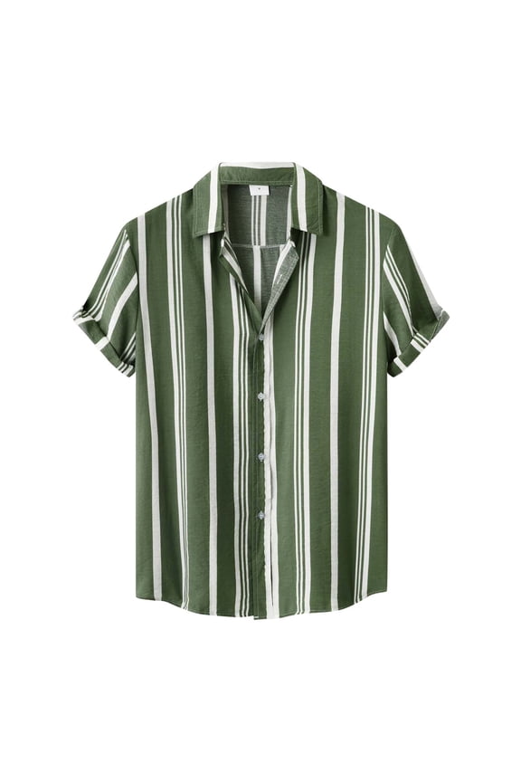 Men'S Polo Shirts Lapel Short Sleeve Casual Striped Polo Shirts Buttons Up Breathable Loose Fit Sports Shirts Comfy Golf Shirts