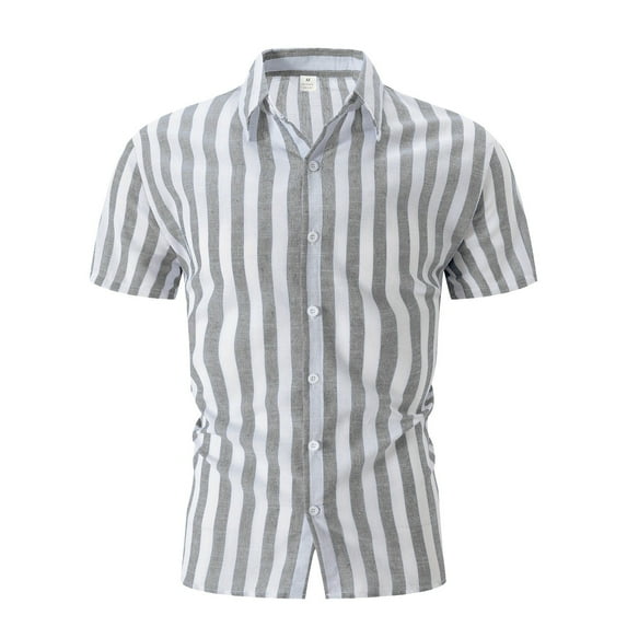 Toimothcn Men'S Polo Shirts Lapel Short Sleeve Casual Striped Polo Shirts Buttons Up Breathable Loose Fit Sports Shirts Suitable For Outdoor Sports