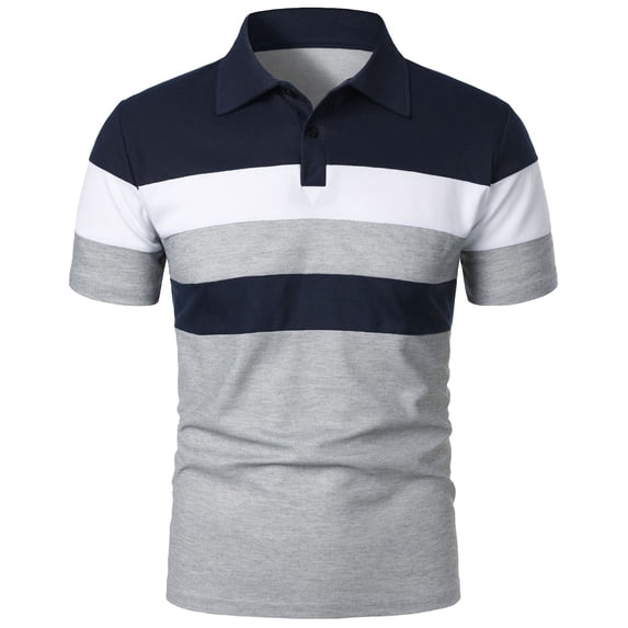 Toimothcn Men'S Polo Shirts Lapel Short Sleeve Casual Striped Printed Polo Shirts Buttons Up Breathable Loose Fit Training Sports Shirts Comfy Men'S Clothes