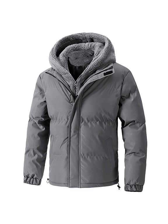 Men's Padded Jacket Oversized Fashion Patchwork Thickened Padded Jackets Casual Hooded Warm Loose Fit Winter Jackets Comfy Men's Outfoor Clothes