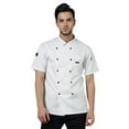 thumbnail image 1 of Toimothcn Men's Shirt Chefs Jacket Unisex Short Sleeve Contrasting Red Buttons Braethable Loose Fit Chefs Shirts Comfy Kitchen Clothes, 1 of 8