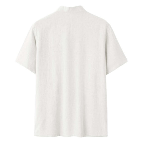 Toimothcn Men's Shirt Linen Short Sleeved Shirt Classical Casual Solid Color Shadowboxing Training Shirt Comfortable Loose Tee Tops Suitable For Dailywear