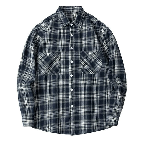 Toimothcn Men's Shirt Long Sleeve Casual Plaid Shirt Lapel Buttons Up Spring Shirts With Pocket Comfortable Loose Shirt Tops Comfy Mens Dailywear