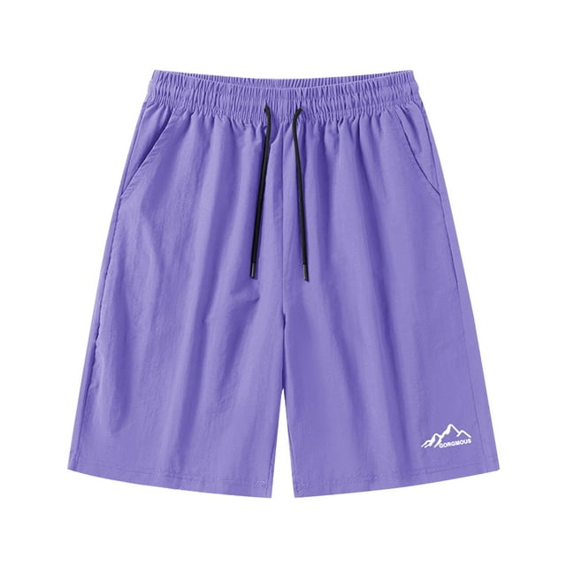 Toimothcn Men's Shorts Solid Color Sports Shorts With Stretchy Waist Drawstring Quickly Dry Loose Fit Summer Beach Shorts Comfy Mens Dailywear