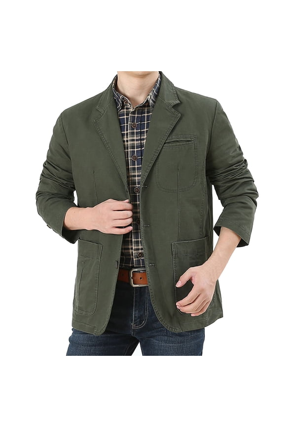 Men's Sports Blazers Casual Notch Lapel Three Buttons Blazers Slim Fit Lightweight Vintage Denim Suit Jackets Comfy Men's Clothing