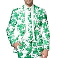 thumbnail image 1 of Toimothcn Men's Sports Blazers Fashion Green Four-Leaf Clover Printed Blazers Oversized Warm Slim Fit One Button Lapel Funny Festival Performance Suit Jacket Comfy Men's Clothing, 1 of 5