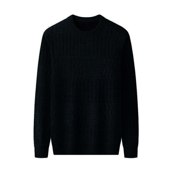 Toimothcn Men's Sweater Casual Pullover Sweater With Plush And Thickened Round Neck Knitted Sweater Comfy Men's Clothes