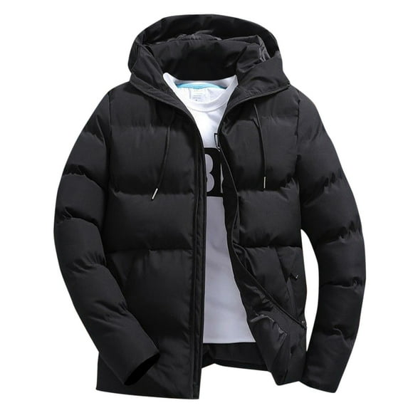 Toimothcn Men's Winter Jacket Oversized Fashion Solid Color Thickened Padded Jackets Casual Hooded Warm Loose Fit Winter Puffer Jackets Suitable For Outdoor Sports