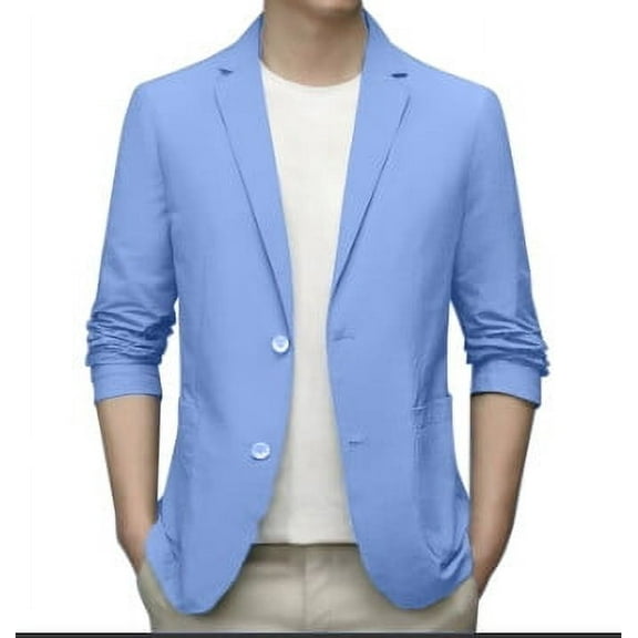 Toimothcn Mens Blazer Jacket Spring Summer Lightweight Solid Color Suit Jacket Casual Stretch Slim Fit Two Button Handsome Sport Blazer Comfy Men's Clothing