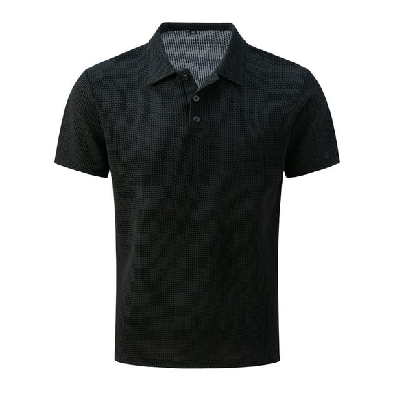 Toimothcn Mens Polo Shirts Lapel Short Sleeve Simple Solid Color Polo Shirts Buttons Up Breathable Loose Fit Sports Shirts Comfy Golf Shirts