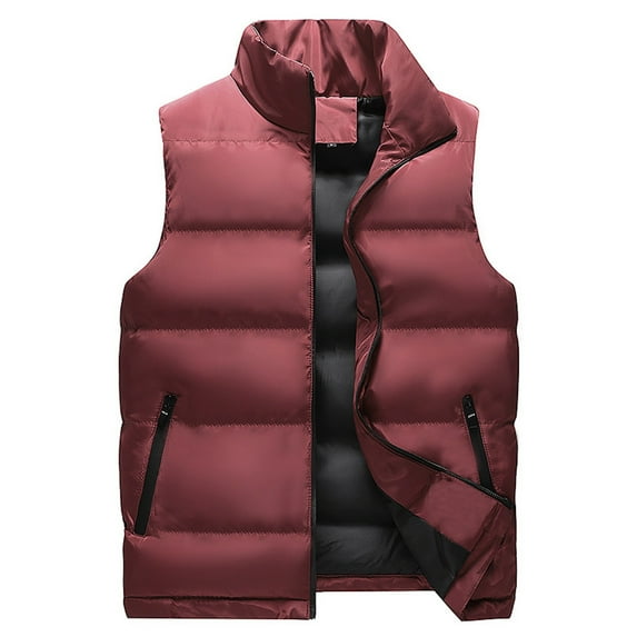 Toimothcn Mens Puffer Vest Winter New Lightweight Down Vest Solid Color Warm Thickened Windproof Sports Sleeveless Winter Jackets Comfy Outwear