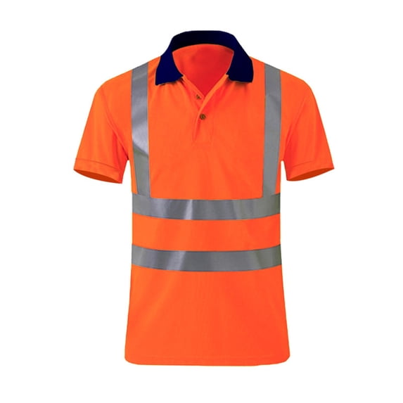Toimothcn Mens Safety Shirts High Visibility Polo Shirts For Men Pullover Reflective Short Sleeve Tee Shirts Tops Or1 S