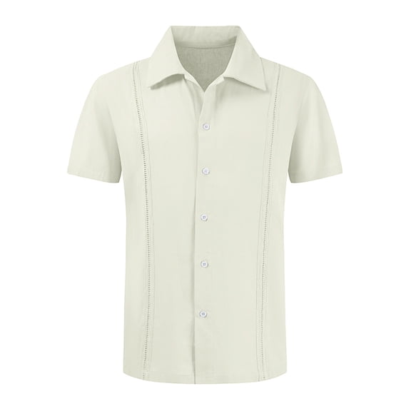 Toimothcn Mens Shirts Short Sleeve Simple Solid Color Buttons Up Shirts Soft Breathable Loose Fit Shirt Tops Comfy Men'S Dailywear