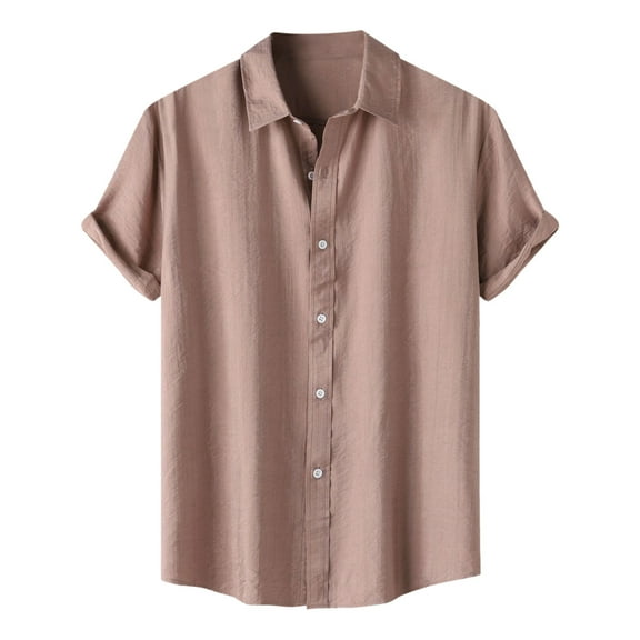 Toimothcn Mens Shirts Short Sleeve Simple Solid Color Buttons Up Shirts Soft Breathable Loose Fit Shirt Tops Suitable For Summer Vacation