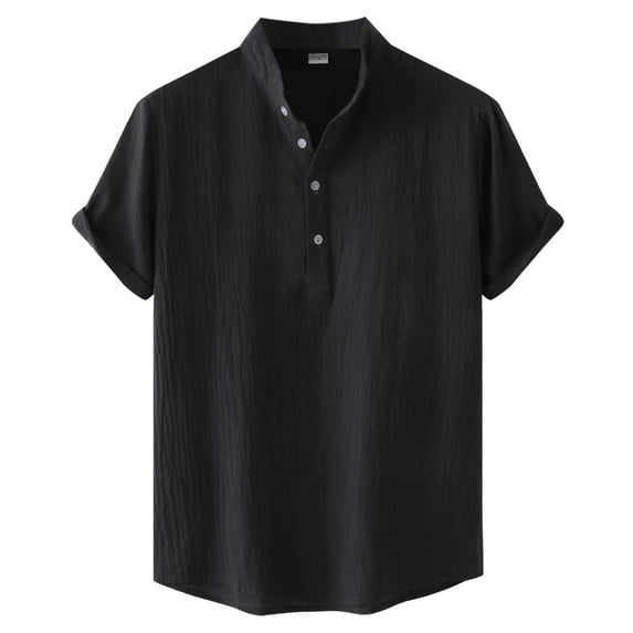 Toimothcn Mens Shirts Short Sleeve Simple Solid Color Buttons Up Shirts Soft Breathable Loose Fit Shirt Tops Suitable For Summer Vacation