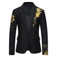 thumbnail image 1 of Toimothcn Mens Suit Jacket Autumn Winter Casual Slim Fit Suit Jacket Gold Floral Embroidery Business Lapel Two Button Warm Blazer Comfy Mens Dailywear, 1 of 4