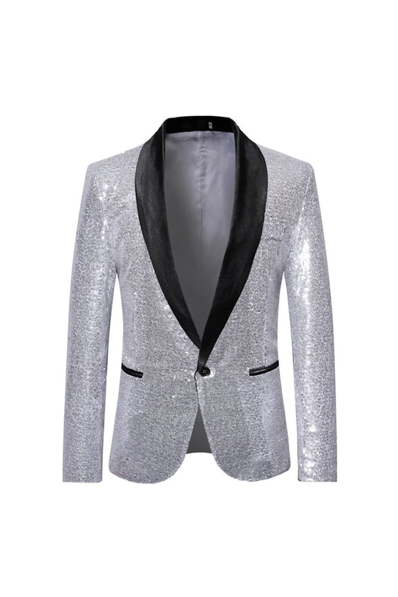 Mens Suit Jacket Casual Sequins Long Emcee Balzer Cool Stage Nightclub Bar Long Sleeve Handsome Lightweight Stage Performance Suit Jacket Leisure Mens Clothes