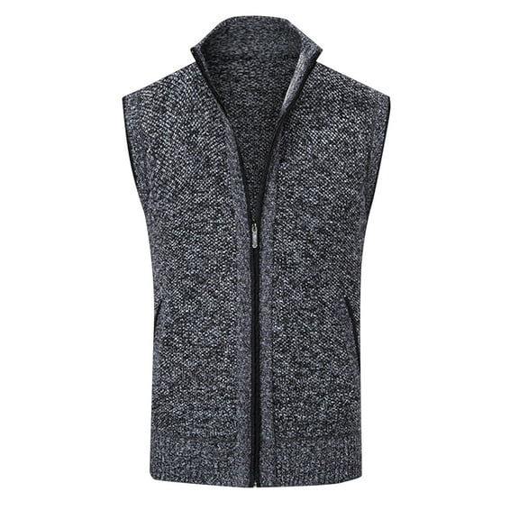 Toimothcn Mens Sweater Autumn Winter Fashion Casual Stand Collar Zipper Pocket Knitted Sweater Vest Comfy Mens Clothing