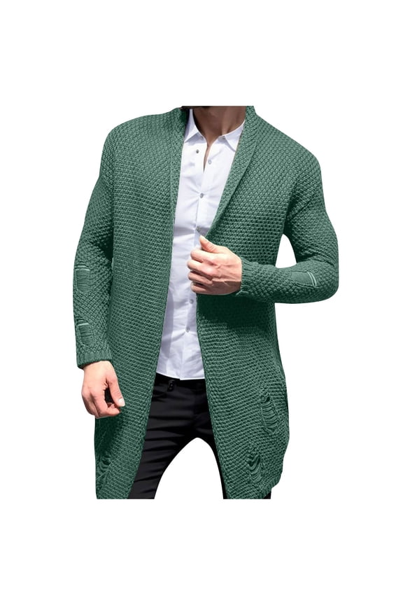 Mens Sweater Casual Long Length Sweater Coat Simple Solid Color Oversized Warm Loose Fit Knit Cardigan Coat Comfy Mens Clothing