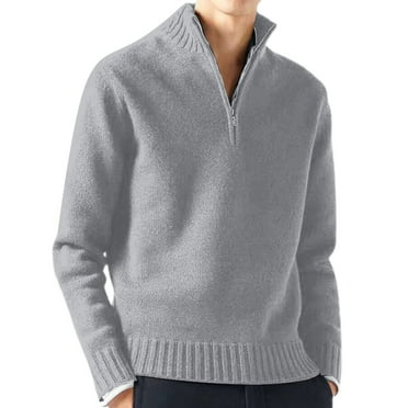 Toimothcn Mens Sweater Casual Simple Bottom Sweater Solid Color Warm Wool Knit Half Zipper Up Long Sleeve Sweater Comfy Men's Clothes