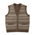 thumbnail image 1 of Toimothcn Mens Sweater Retro Ethnic Style Jacquard Cardigan Vest Sweater V Neck Loose Knit Sweater Comfy Men's Clothes, 1 of 9