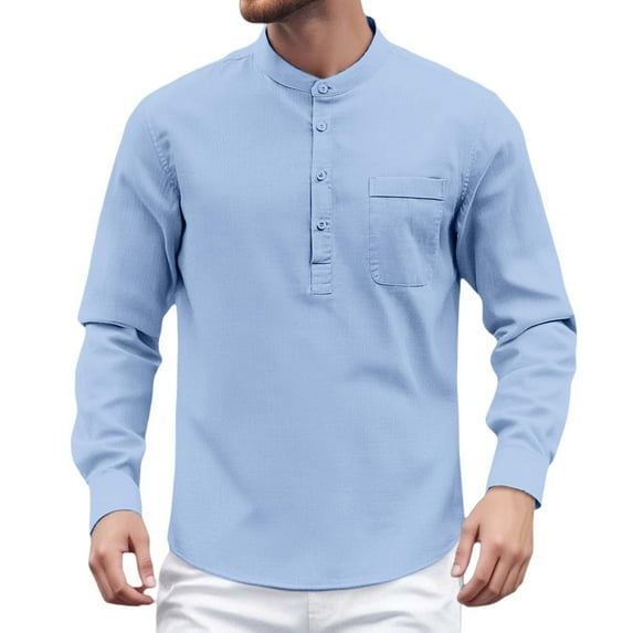 Toimothcn Polo Shirts For Men Casual Solid Color Buttons Up Lapel Long Sleeve Shirt Lightweight Soft Shirt Tops Comfy Mens Dailywear