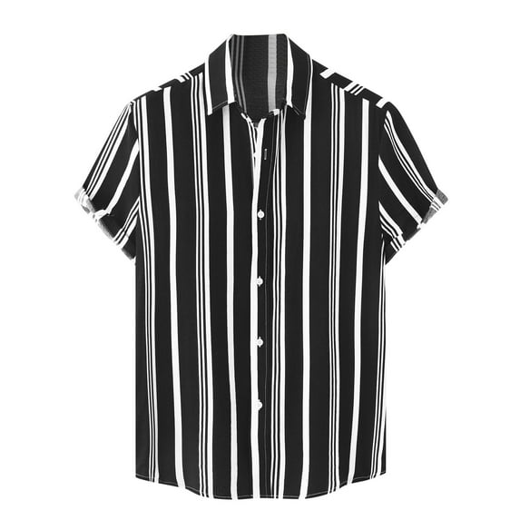 Toimothcn Polo Shirts For Men Lapel Short Sleeve Casual Striped Polo Shirts Buttons Up Breathable Loose Fit Sports Shirts Comfy Men'S Clothes