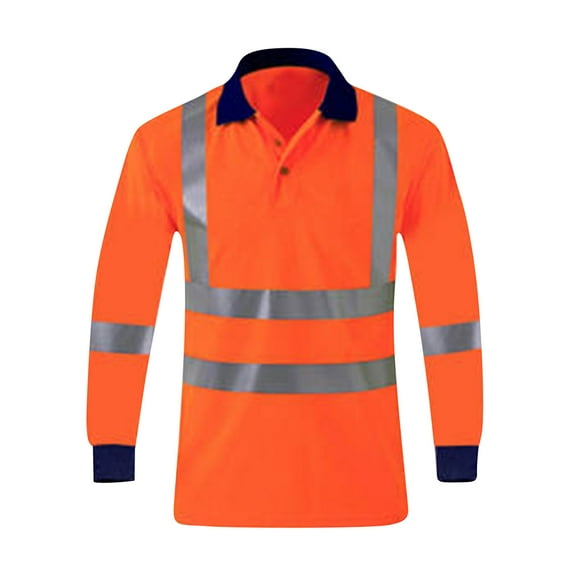 Toimothcn Safety Shirts For Men High Visibility Polo Shirts For Men Pullover Reflective Long Sleeve Tee Shirts Tops Watermelon Red M