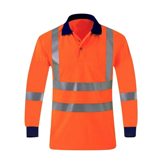 Toimothcn Safety Shirts For Men High Visibility Polo Shirts For Men Pullover Reflective Long Sleeve Tee Shirts Tops Watermelon Red Xl