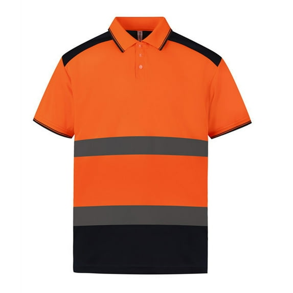 Toimothcn Safety Shirts For Men High Visibility Polo Shirts For Men Pullover Reflective Short Sleeve Tee Shirts Tops Orange L