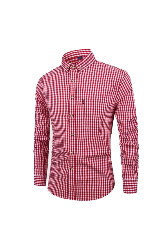 Shirt For Men Fashion Casual Plaid Long Sleeved Buttons Up Handsome Lapel Jackets Comfortable Loose Tee Shirts Comfy Mens Summer Clothes