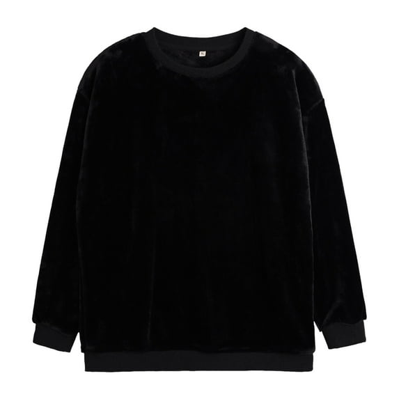 Toimothcn Simple Solid Color Fleeced Round Neck Pajama Shirts Oversized Thickened Fleeced Warm Loose Fit Unisex Sleepwear Shirt Tops Cosy Men'S Sleeping Clothes