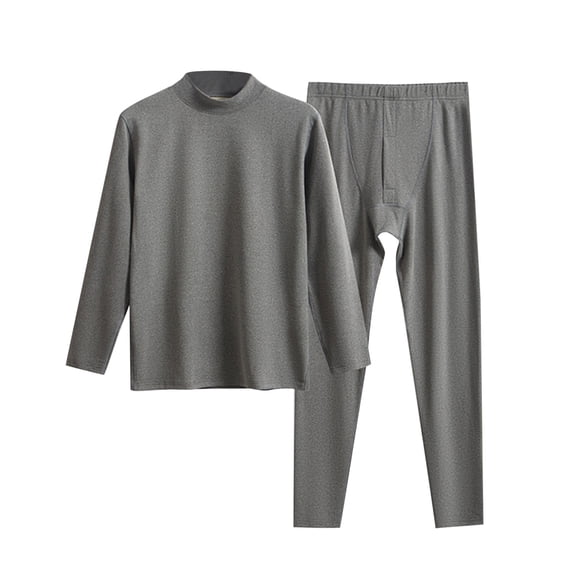 Toimothcn Solid Color Basic Thermal Underwear Sets Thickened Fleeced Long Sleeve Round Neck Slim Fit Shirts Pants Outfits Leisure Men'S Homewear