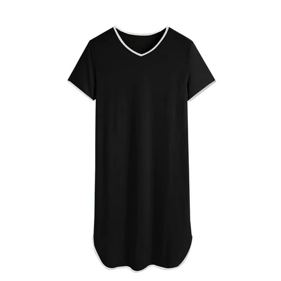 Toimothcn Solid Color Soft Cotton Nightshirts Comfy Nightgowns Short Sleeve Loose Fit Pajama Sleepwear Shirts Leisure Men'S Homewear