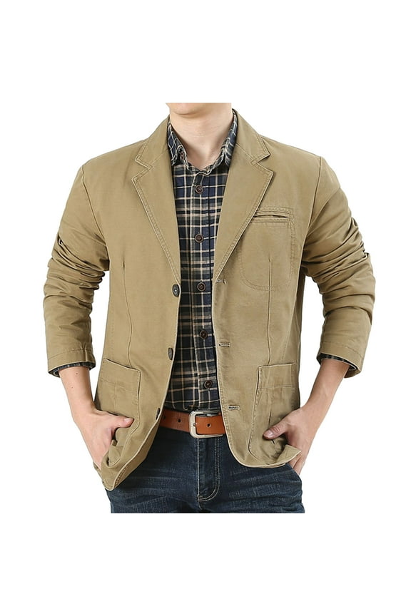 Suit Jacket For Men Casual Notch Lapel Three Buttons Blazers Slim Fit Lightweight Vintage Denim Suit Jackets Comfy Men's Clothing