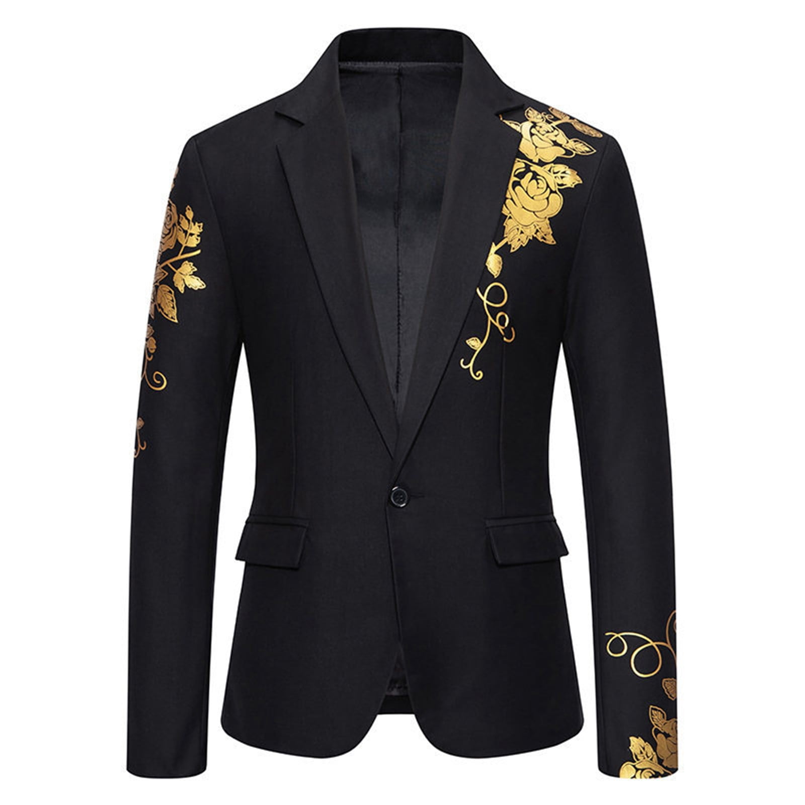 Blazer Black And Gold Casual Wear Toimothcn Suit Jacket For Men