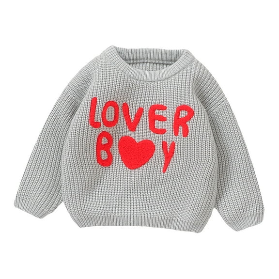 Toimothcn Sweater For Toddler Boys Cute Sweet Letter Printed Knit Sweaters Long Sleeve Crew Neck Warm Soft Loose Fit Pullover Knitted Sweater Lovely Boy'S Clothing