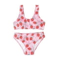 thumbnail image 1 of Toimothcn Swimsuit For Girls Sleeveless Casual Strawberry Printed 2 Piece Bikini Set Quickly Dry Cover Up Swimwear 5-6 Years, 1 of 7
