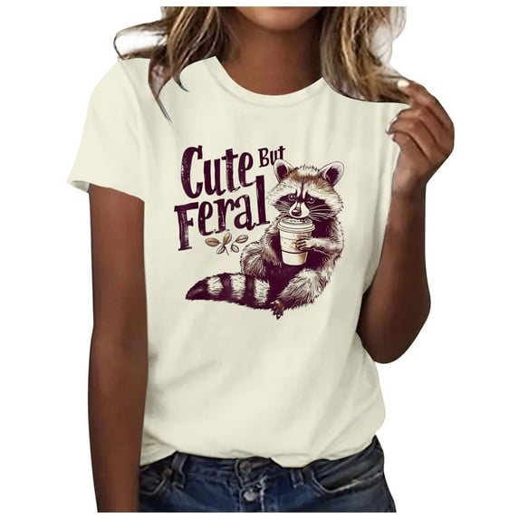 Toimothcn T-Shirts For Women Cute Animal Printed Regular Fit Tee Shirts Crew Neck Short Sleeve Casual T Shirt Comfy Womens Clothing