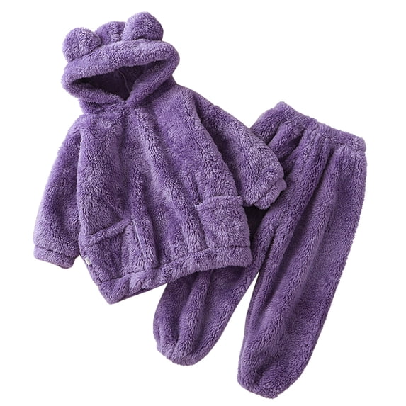 Toimothcn Toddler Baby Boys Clothes Sets Long Sleeve Simple Solid Color Fleeced Hoodie With Pocket Sleepwear Pants Warm Loose Fit 2Pcs Outfits Set Kids Festival Clothes
