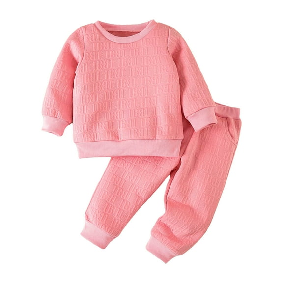Toimothcn Toddler Baby Boys Outfits Long Sleeve Simple Solid Color Sweatshirt Pants Warm Loose Fit 2Pcs Outfits Set Leisure Childrens Clothes